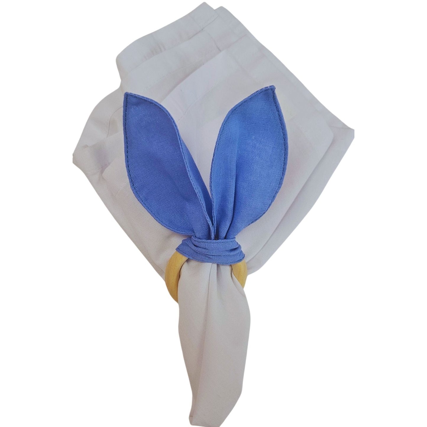 Maison Charlo | Easter Set of 4 Charm Blue Bunny Ears Napkin Rings | Dining Table Decor