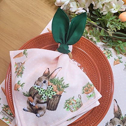 Charlo's Easter Cloth Napkins Carrot Basket Reusable Soft Durable Orange