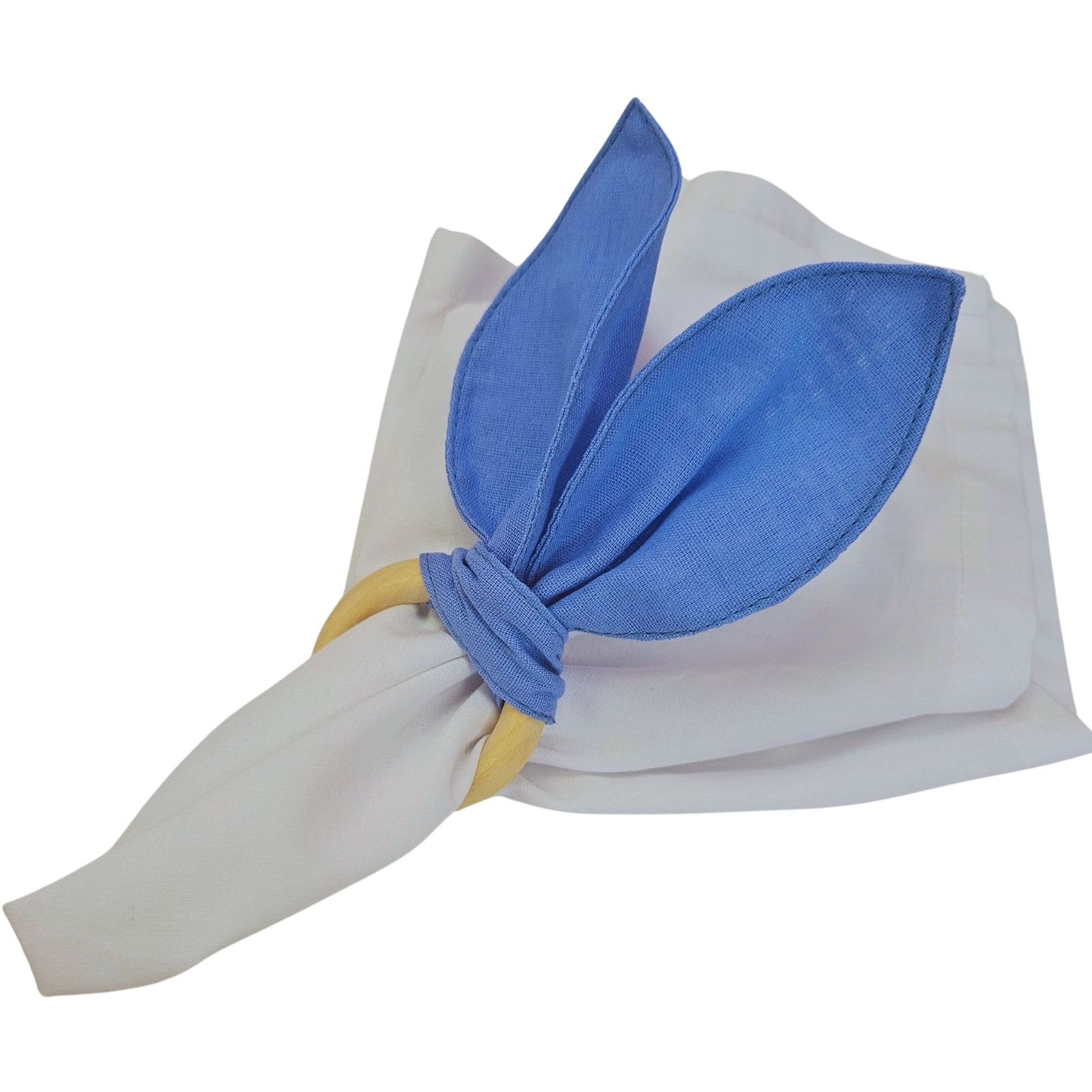 Maison Charlo | Easter Set of 4 Charm Blue Bunny Ears Napkin Rings | Dining Table Decor