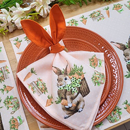 Charlo's Easter Cloth Napkins Carrot Basket Reusable Soft Durable Orange