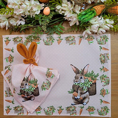 Charlo's Easter Cloth Napkins Carrot Basket Reusable Soft Durable Orange