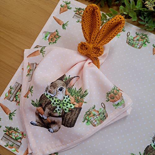 Charlo's Easter Cloth Napkins Carrot Basket Reusable Soft Durable Orange