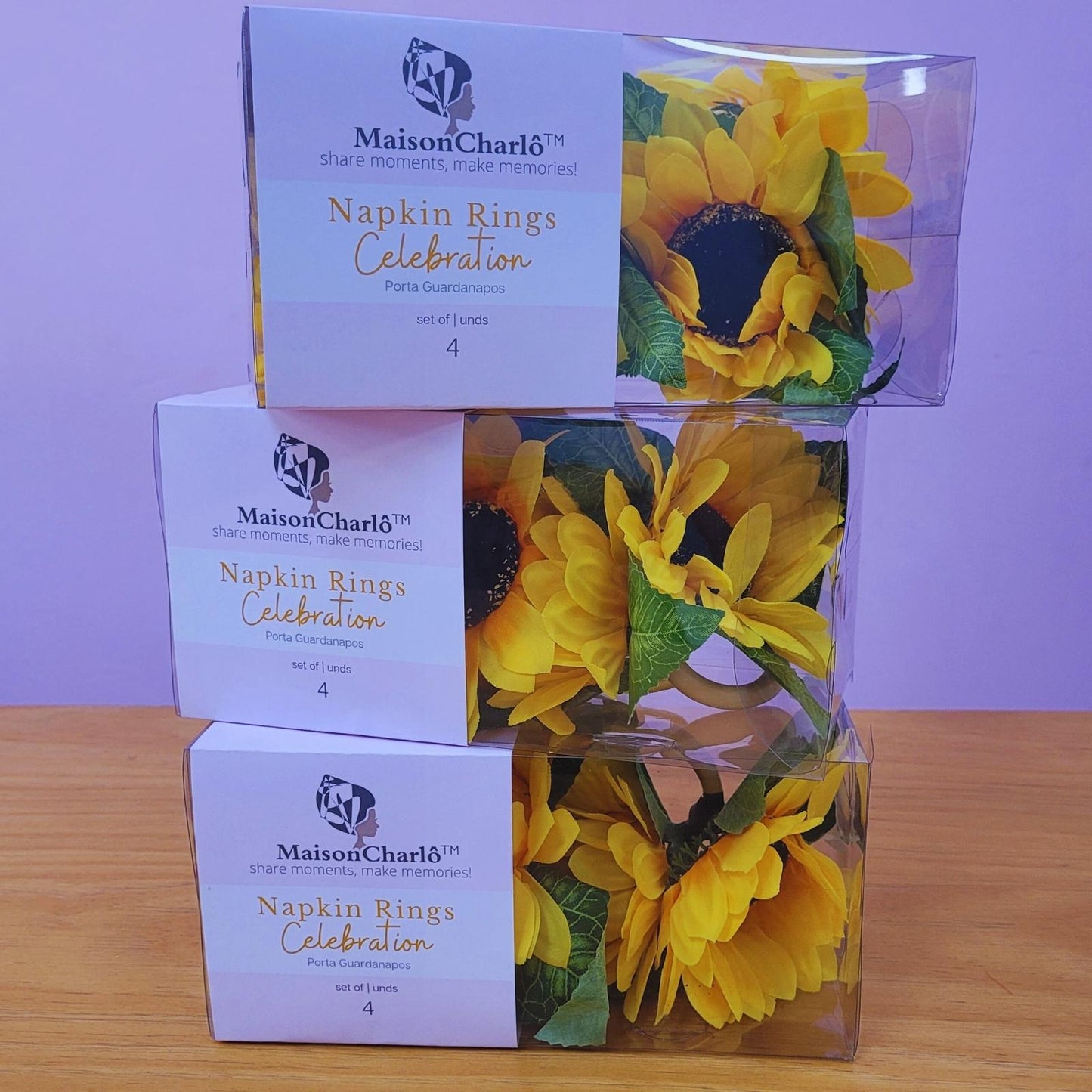 Maison Charlo | Set of 4 Sunflower Napkin Rings