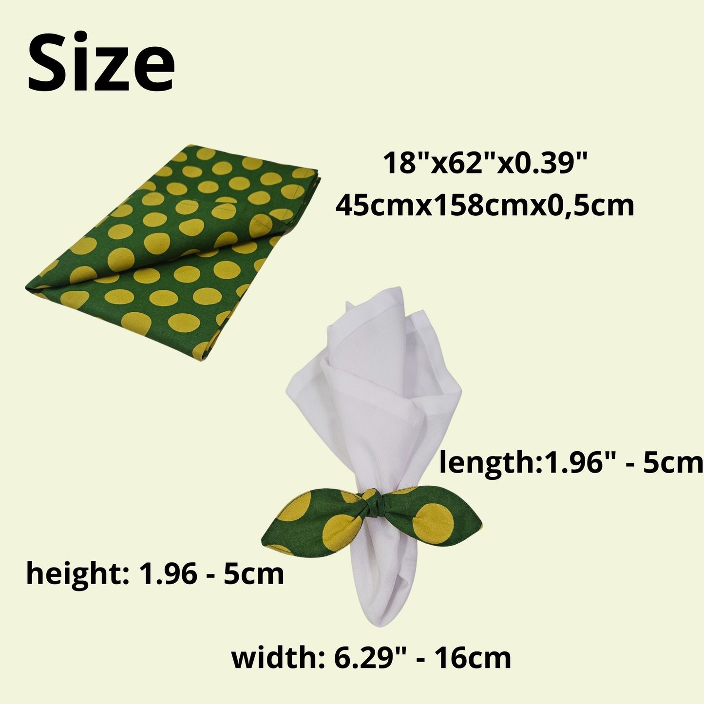 Maison Charlo | Table Runner & Ties Napkin Rings Kits Green & Gold Dot Polka for Christmas, Easter, Valentine's, Mother's Day