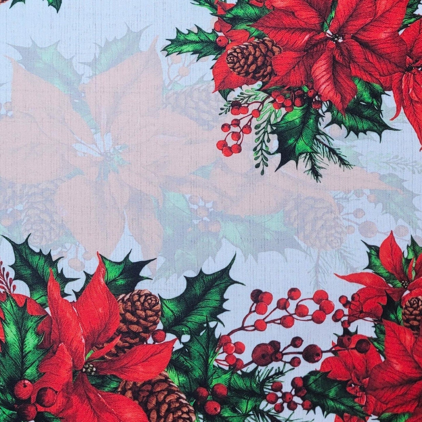 Set of 4 Placemats Christmas Wonderful Flower Cloth Waterproof 17" by 13"  - Dark Red