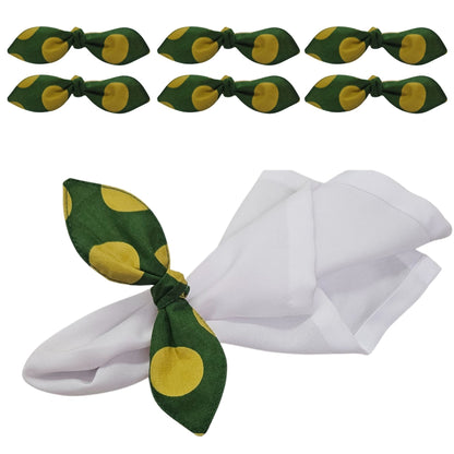 Maison Charlo | Table Runner & Ties Napkin Rings Kits Green & Gold Dot Polka for Christmas, Easter, Valentine's, Mother's Day