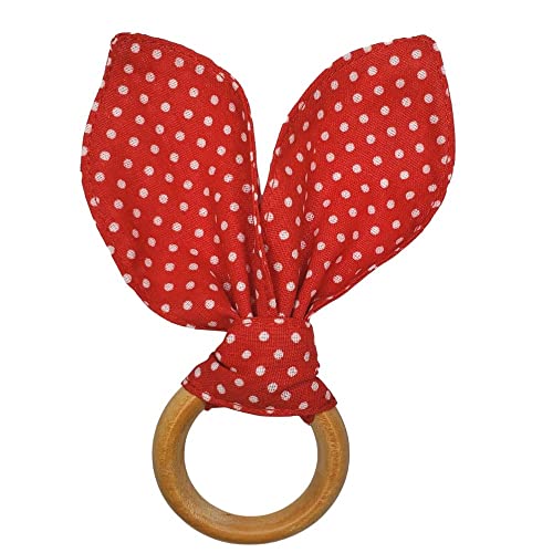 Maison Charlo | Set of 4 Bunny Ears Napkin Rings | Easter Decorations for Table (Polka dot Red)