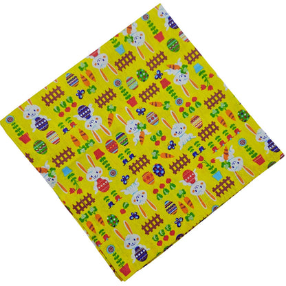 Charlo's Easter Yellow Cotton Cloth Napkins Easter Bunny Delight Joyful 15 x15