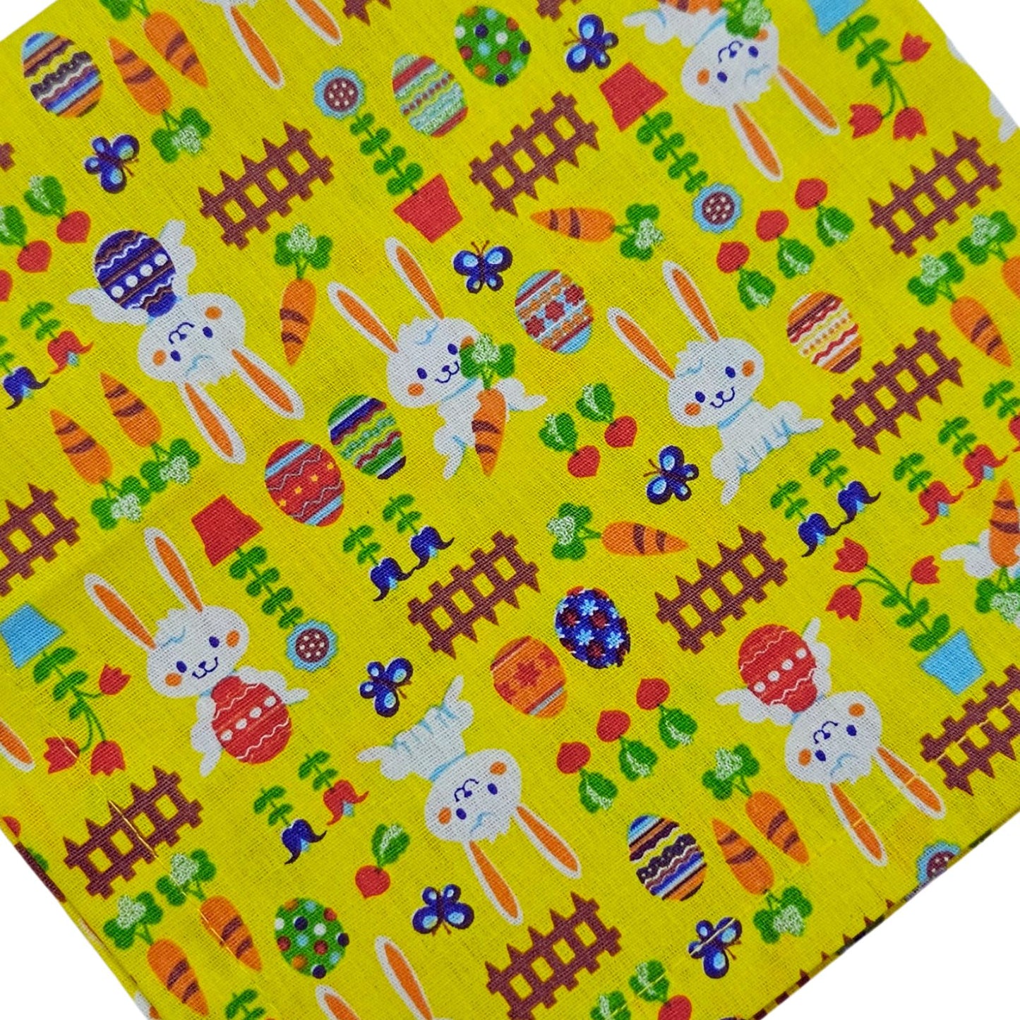 Charlo's Easter Yellow Cotton Cloth Napkins Easter Bunny Delight Joyful 15 x15