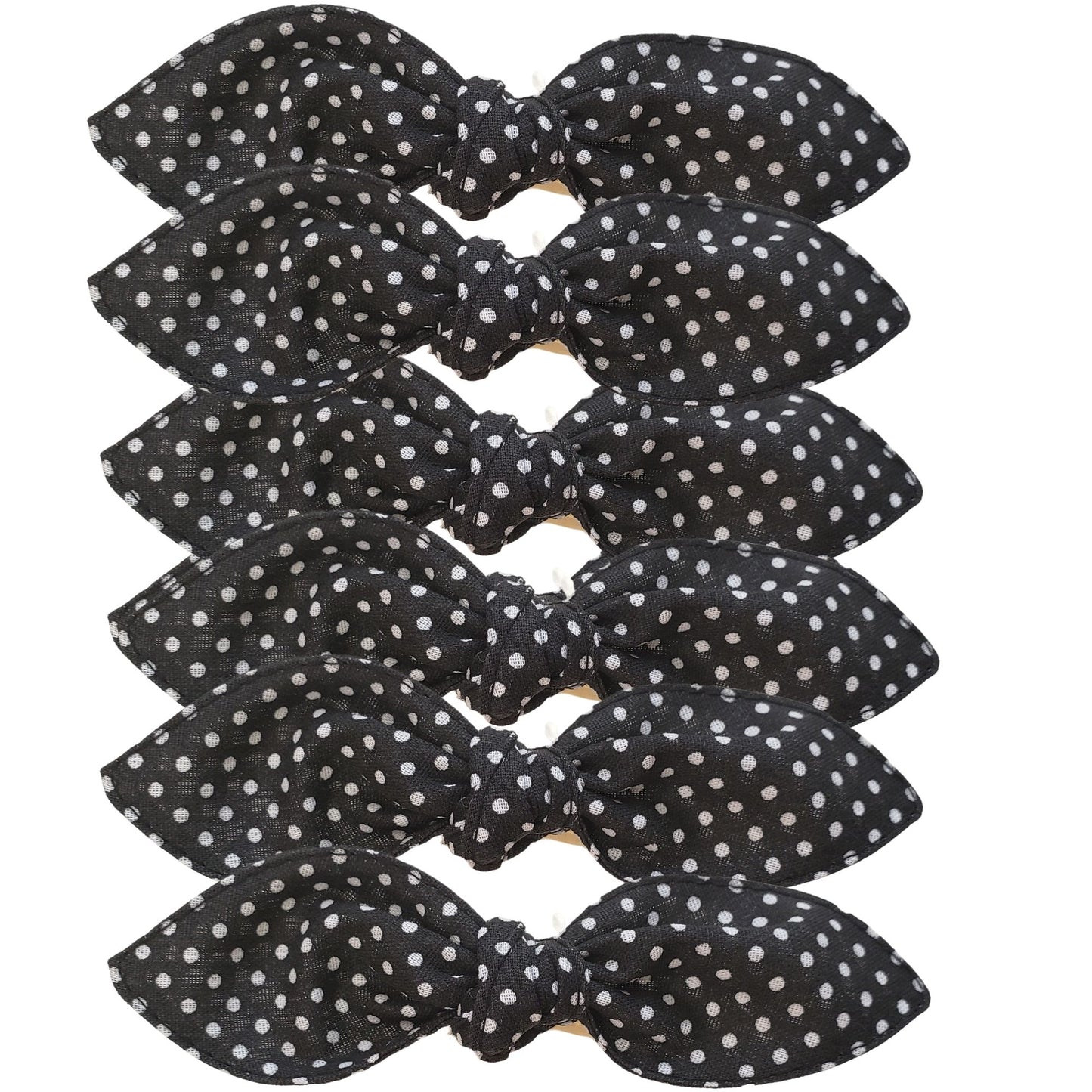 Maison Charlo | Set of 6 Ecofriendly Dot Polka Black Cloth Ties Napkin Rings, Christmas, Easter, Valentine's, Mother's Day