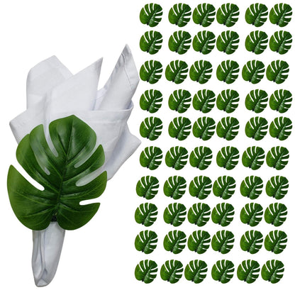 Wholesale Box of 30 PACK Green Monstera Leaf Napkin Rings with 6 Pcs (Kraft Stand Up Pouches) for store, bakery, market, winery