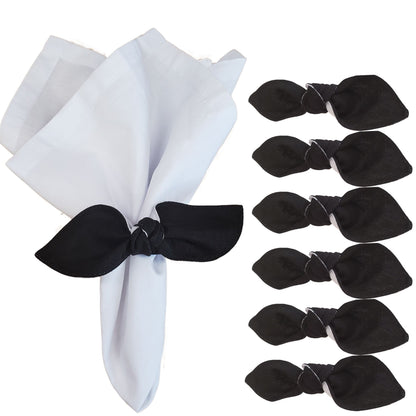 Maison Charlo | Set of 6 Ecofriendly Duo Black White Cloth Ties Napkin Rings, Christmas, Easter, Valentine's, Mother's Day