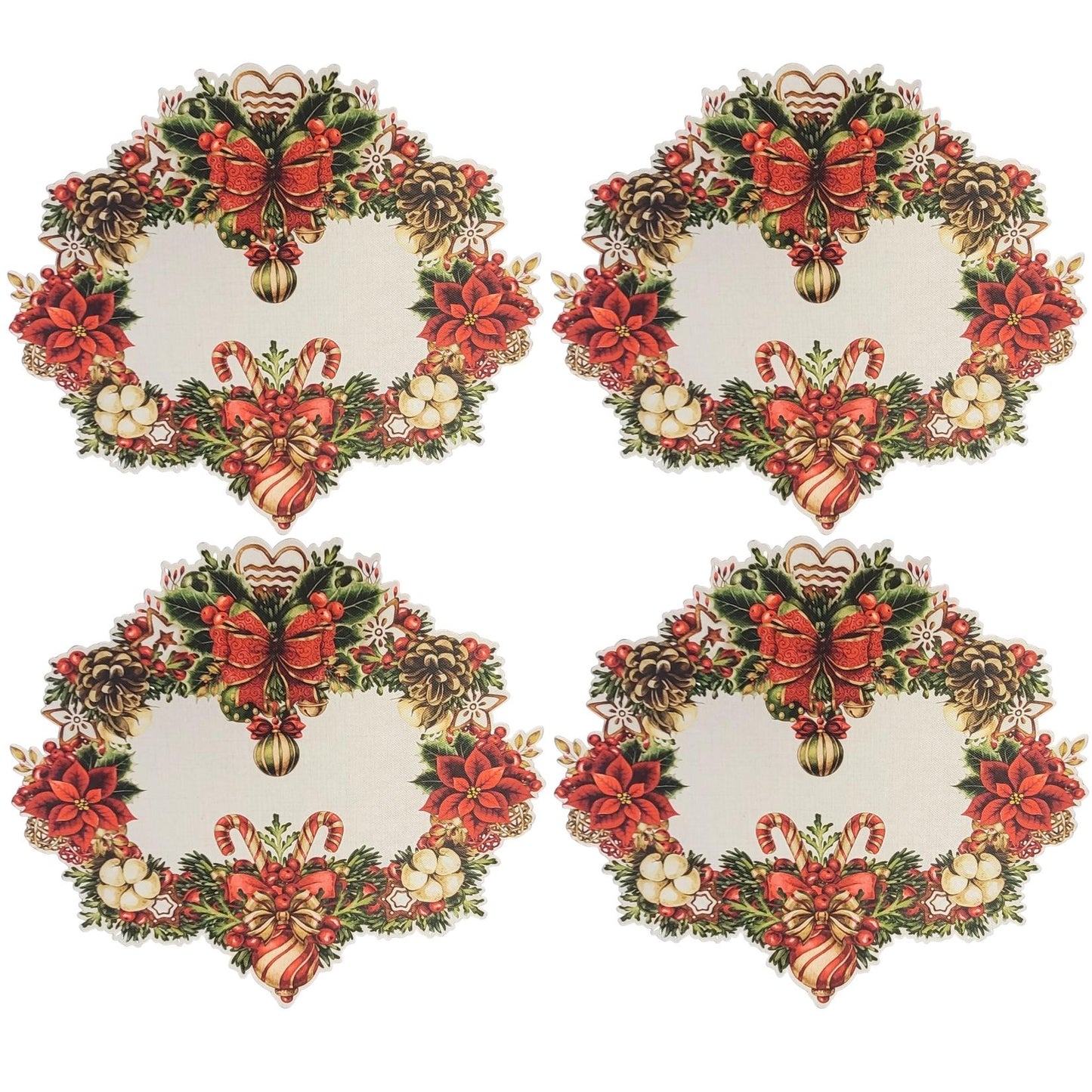 Maison Charlô - Set of 4 Waterproof Garland Placemats Christmas - Beige