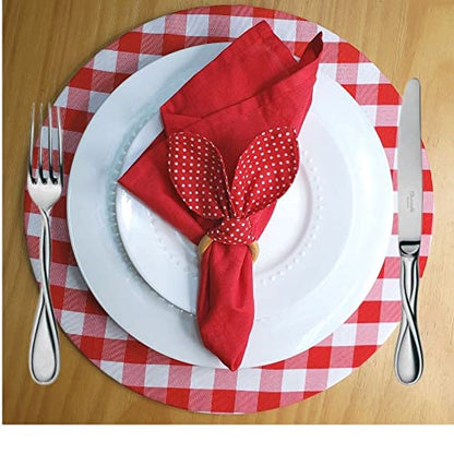 Maison Charlo | Set of 4 Bunny Ears Napkin Rings | Easter Decorations for Table (Polka dot Red)