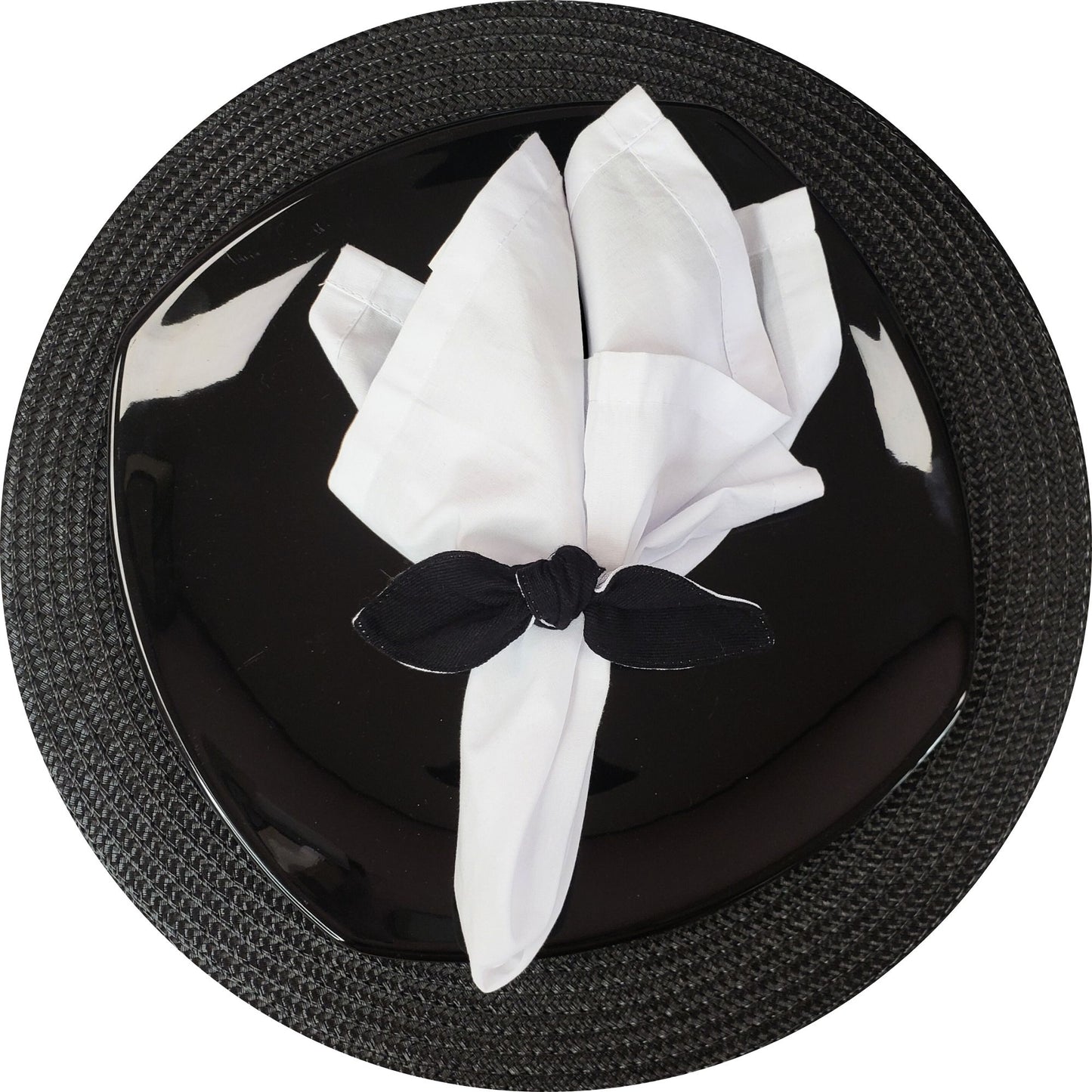 Maison Charlo | Set of 6 Ecofriendly Duo Black White Cloth Ties Napkin Rings, Christmas, Easter, Valentine's, Mother's Day