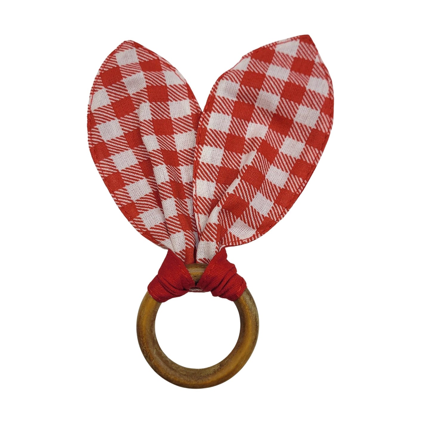 Maison Charlo | Easter Set of 4 Red Rose Plaid Bunny Ears Napkin Rings | Dining Table Decor