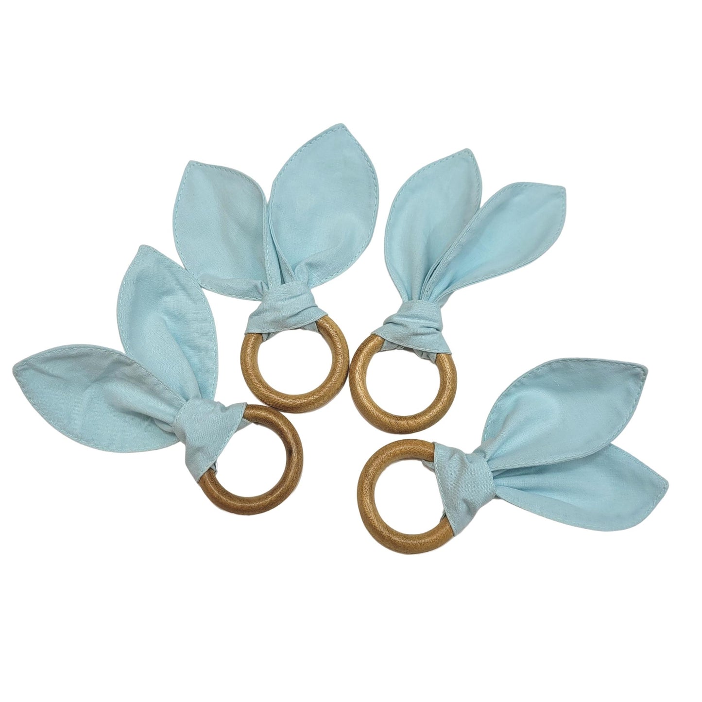 Maison Charlo | Easter Set of 4 Blue Turquoise  Bunny Ears Napkin Rings | Dining Table Decor