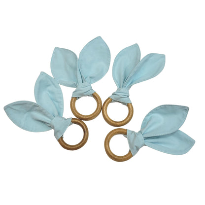 Maison Charlo | Easter Set of 4 Blue Turquoise  Bunny Ears Napkin Rings | Dining Table Decor