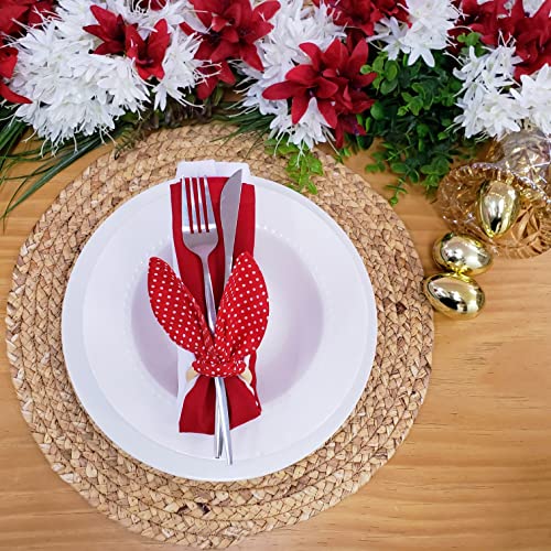 Maison Charlo | Set of 4 Bunny Ears Napkin Rings | Easter Decorations for Table (Polka dot Red)