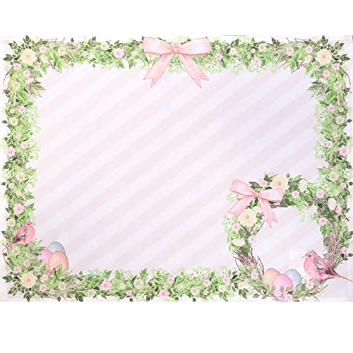 Set of 4 Waterproof Rectangular Placemats Easter 17" x 13" Rose Bird Garlanding