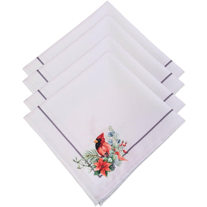 Charlo's Cloth Napkins Set of 4 Royal Bird and Christmas Grey 16" by 16"