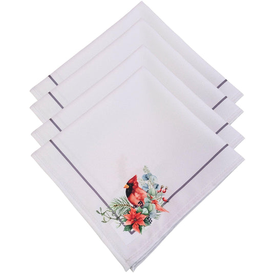 Charlo's Cloth Napkins Set of 4 Royal Bird and Christmas Grey 16" by 16"