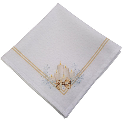 Charlo's Cloth Napkins Set of 4 Christmas Candles 16" by 16" - Gold