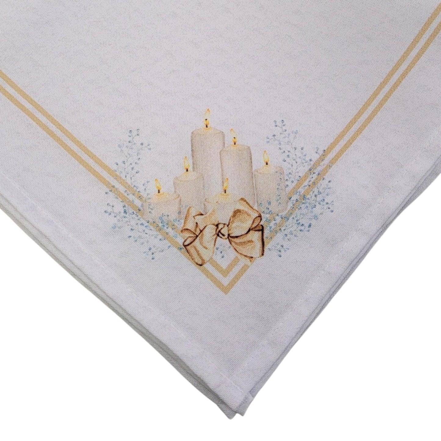 Charlo's Cloth Napkins Set of 4 Christmas Candles 16" by 16" - Gold