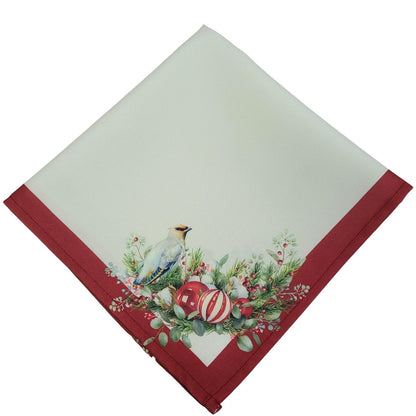 Charlo's Cloth Napkin Set of 4 Christmas Bird Marsala 16" by 16" - Red