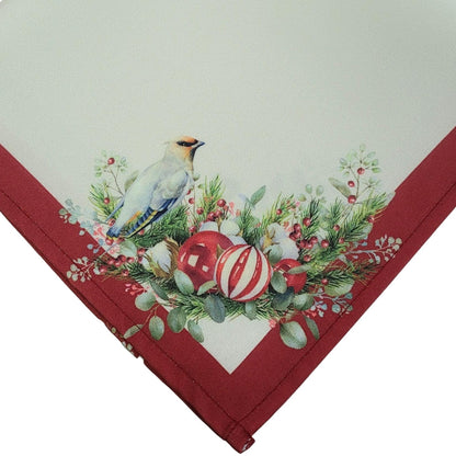 Charlo's Cloth Napkin Set of 4 Christmas Bird Marsala 16" by 16" - Red