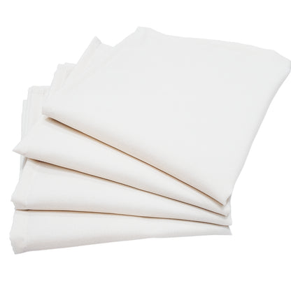 Charlo's Set of 4 Off White 100% Cotton Solid Cloth Napkins 15" by 15" Washable Reusable