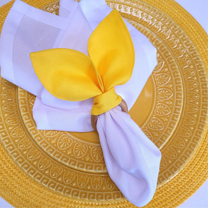 Maison Charlo | Easter Set of 4 Yellow Orange Bunny Ears Napkin Rings | Dining Table Decor