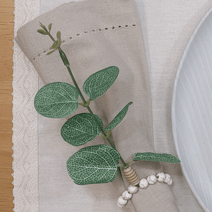 Charlo's Set of 12 Green Leaf Eucalyptus Napkin Rings, Rustic Napkin Ring, Minimalist Tabledecor