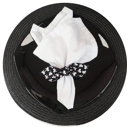 Maison Charlo |Set of 6 Ecofriendly Floral Black Cloth Little Ties Napkin Rings, Christmas, Easter, Valentine's, Mother's Day