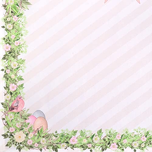 Set of 4 Waterproof Rectangular Placemats Easter 17" x 13" Rose Bird Garlanding