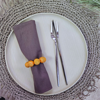 Maison Charlô | Set 4 Orange Shine Beaded Napkin Rings | Rustic Napkin Ring | Handmade