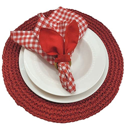 Maison Charlo | Set of 4 Red Bunny Ears Napkin Rings | Easter Decorations for Table