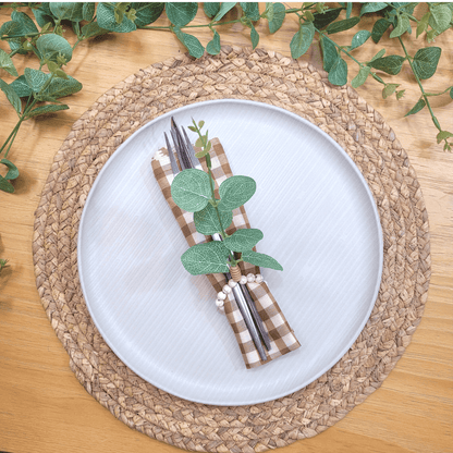 Charlo's Set of 6 Green Leaf Eucalyptus Napkin Rings, Rustic Napkin Ring, Minimalist Tabledecor