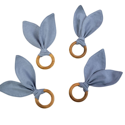 Maison Charlo | Easter Set of 4 Blue Turquoise  Bunny Ears Napkin Rings | Dining Table Decor