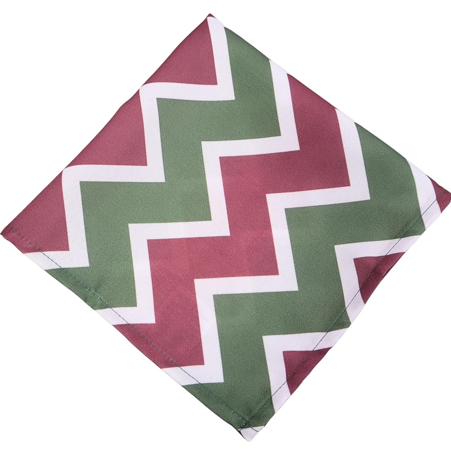 Charlo's Christmas Cloth Napkins Set of 4 Chevron Red Green 16" by 16" - Red