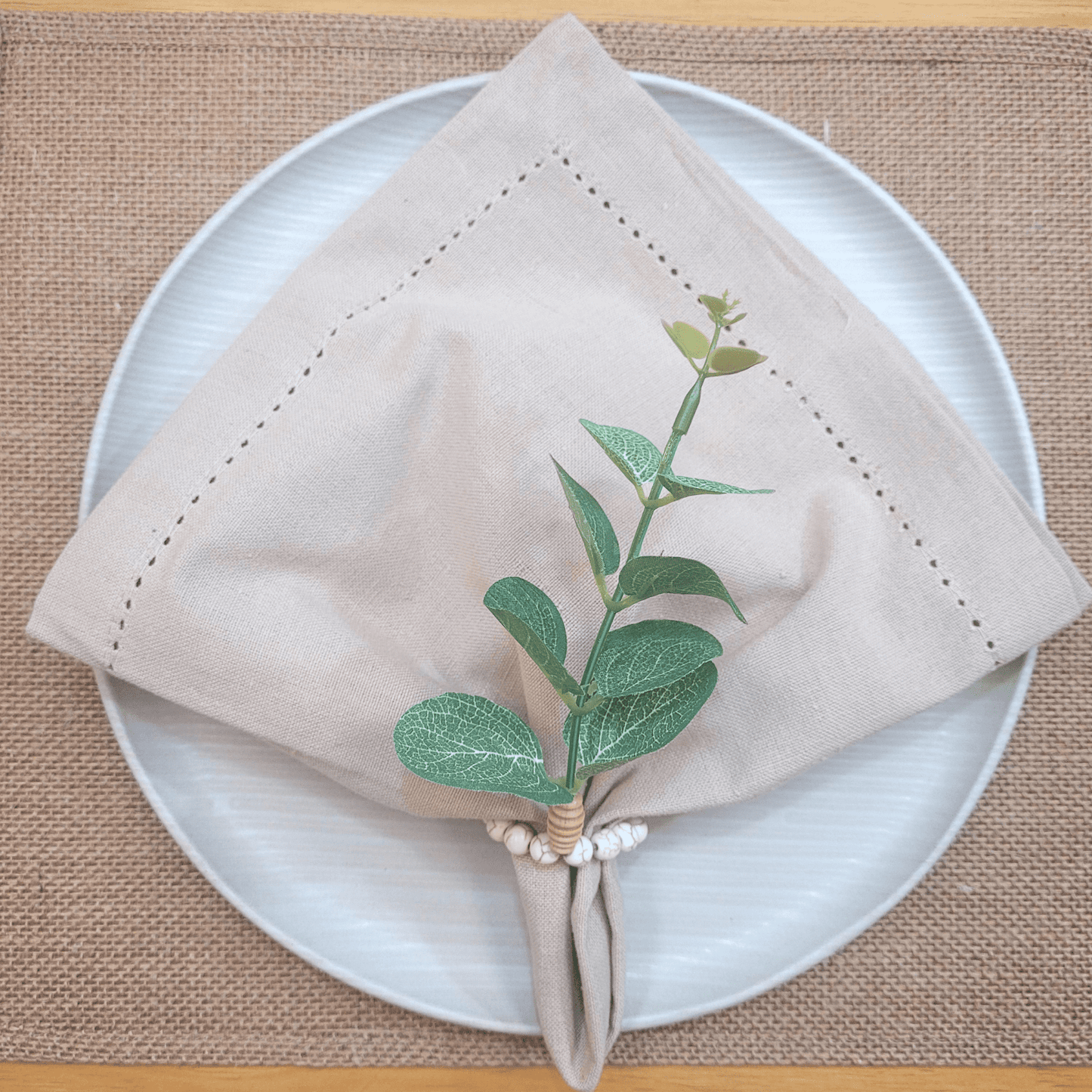 Charlo's Set of 12 Green Leaf Eucalyptus Napkin Rings, Rustic Napkin Ring, Minimalist Tabledecor