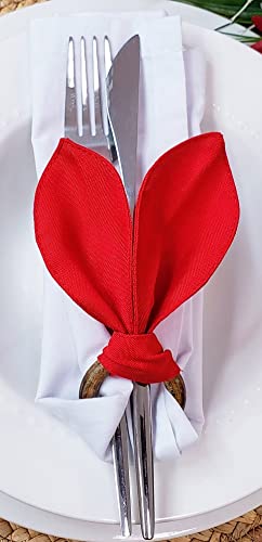 Maison Charlo | Set of 4 Red Bunny Ears Napkin Rings | Easter Decorations for Table