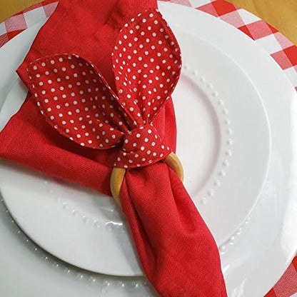 Maison Charlo | Set of 4 Bunny Ears Napkin Rings | Easter Decorations for Table (Polka dot Red)