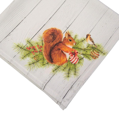 Charlo's Cloth Napkins Set of 4 Christmas Squirrel 16" by 16" - Grey