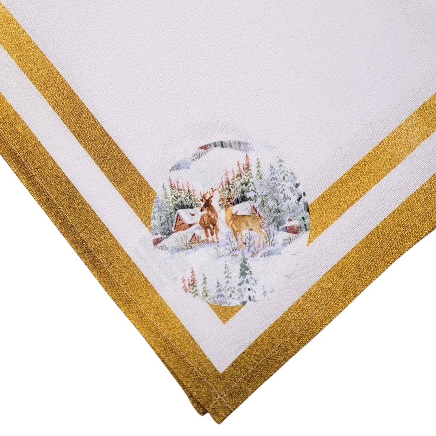 Charlo's Cloth Napkins Set of 4 Christmas Reindeer 16" by 16" -  Gold