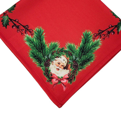 Charlo's Cloth Napkins Set of 4 Christmas Santa Claus 16" by 16" - Red