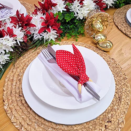 Maison Charlo | Set of 4 Bunny Ears Napkin Rings | Easter Decorations for Table (Polka dot Red)