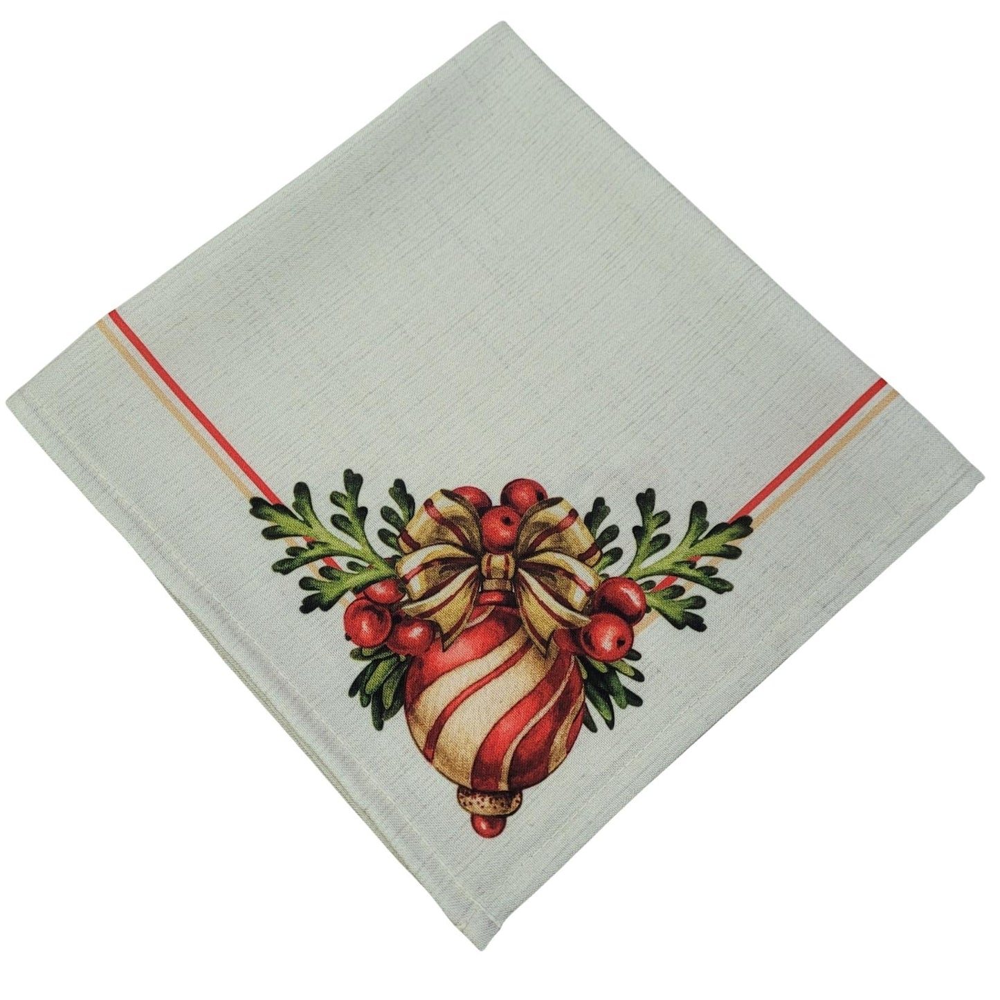 Charlo's Cloth Napkins Set of 4 Christmas Wreath 16" by 16" - Red