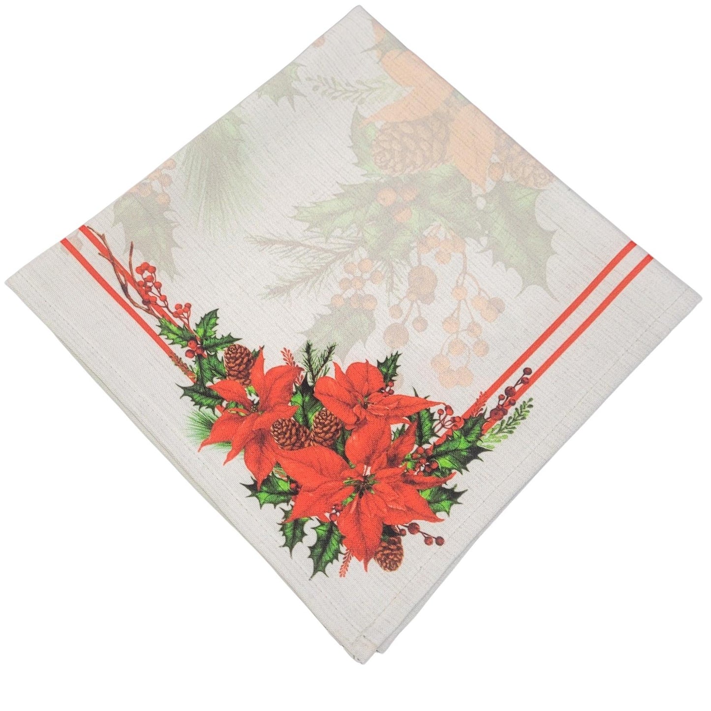 Charlo's Cloth Napkins Set of 4 Christmas Grey Flower 16" by 16"  - Grey