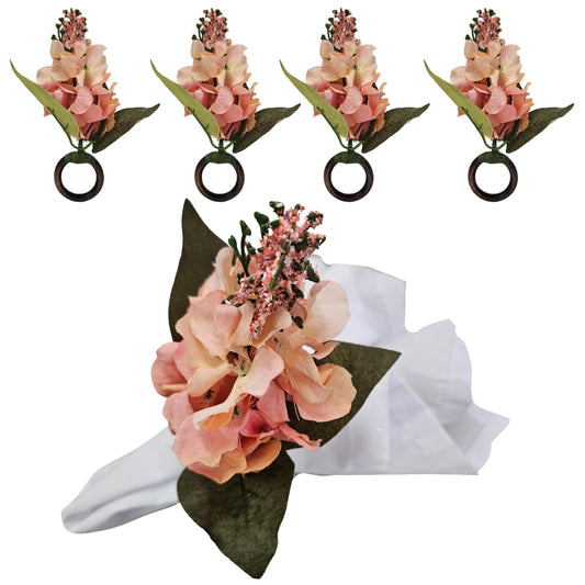 Maison Charlô | Set of 4 Salmon Rose - Lion's Mouth Napkin Rings for events, wedding, party, birthday